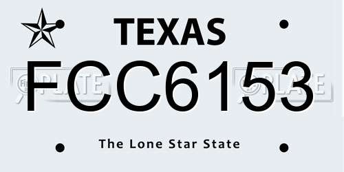 FCC6153 Texas License Plate