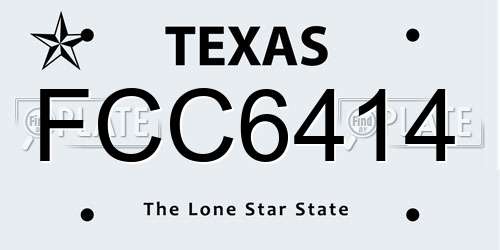 FCC6414 Texas License Plate