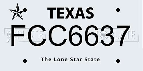 FCC6637 Texas License Plate
