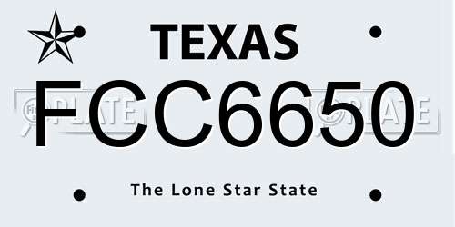 FCC6650 Texas License Plate