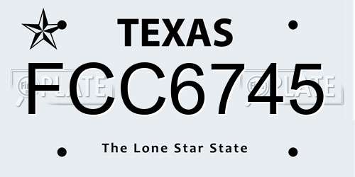 FCC6745 Texas License Plate