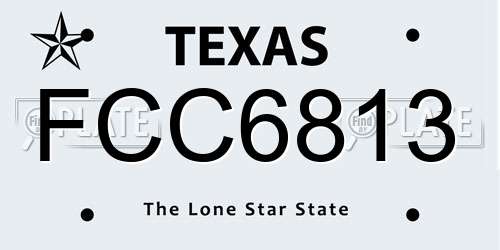 FCC6813 Texas License Plate