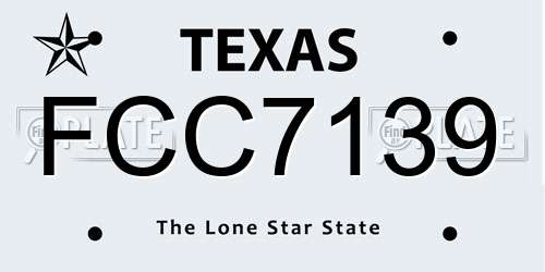 FCC7139 Texas License Plate