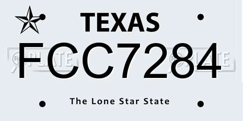 FCC7284 Texas License Plate