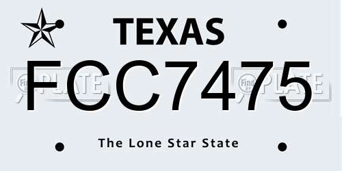 FCC7475 Texas License Plate