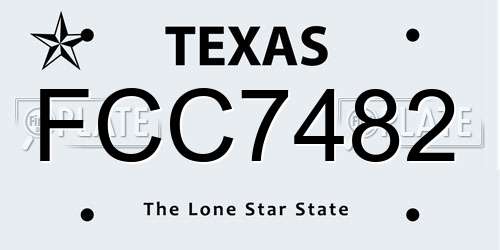 FCC7482 Texas License Plate