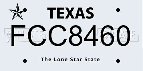 FCC8460 Texas License Plate