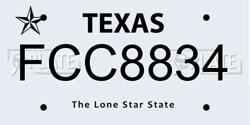 FCC8834 Texas License Plate