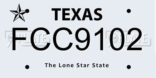 FCC9102 Texas License Plate