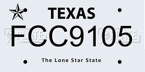 FCC9105 Texas License Plate