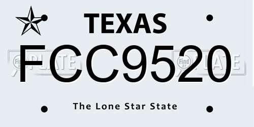 FCC9520 Texas License Plate