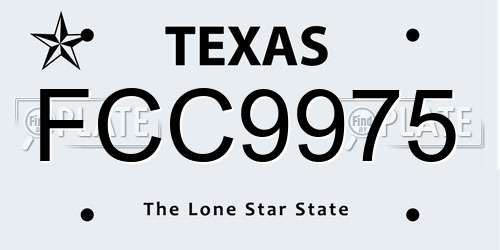 FCC9975 Texas License Plate