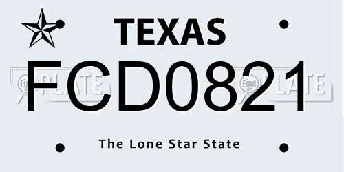 FCD0821 Texas License Plate