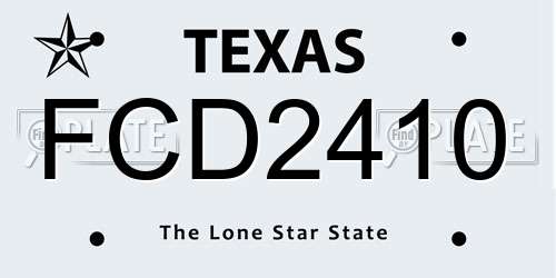 FCD2410 Texas License Plate