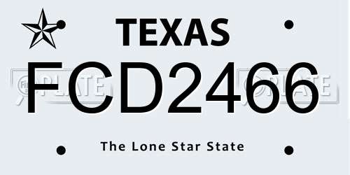 FCD2466 Texas License Plate