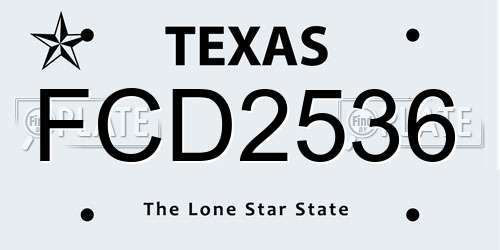 FCD2536 Texas License Plate