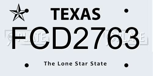 FCD2763 Texas License Plate