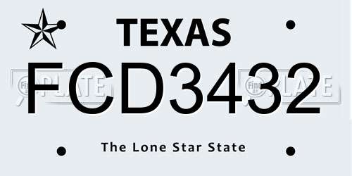 FCD3432 Texas License Plate