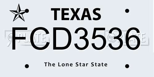 FCD3536 Texas License Plate