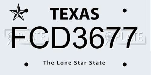 FCD3677 Texas License Plate