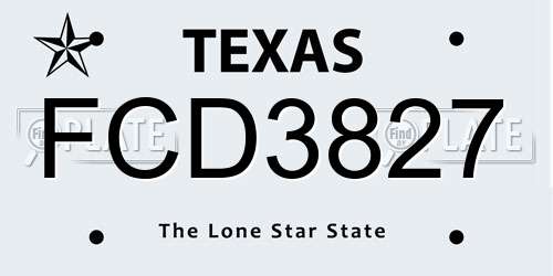 FCD3827 Texas License Plate