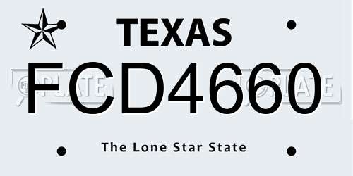 FCD4660 Texas License Plate