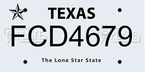 FCD4679 Texas License Plate