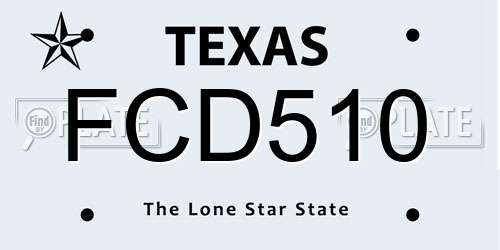 FCD510 Texas License Plate