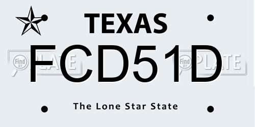 FCD51D Texas License Plate