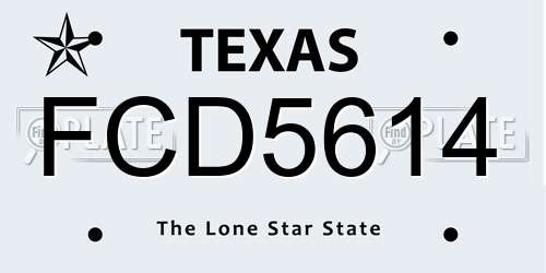 FCD5614 Texas License Plate