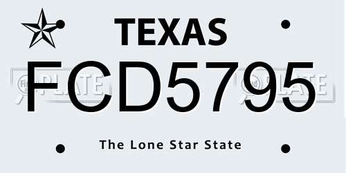 FCD5795 Texas License Plate