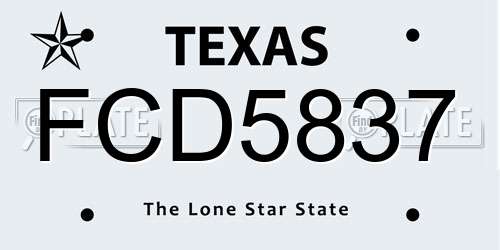 FCD5837 Texas License Plate