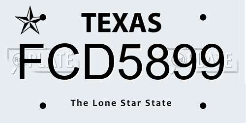 FCD5899 Texas License Plate