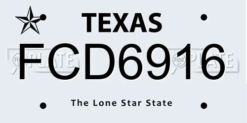 FCD6916 Texas License Plate