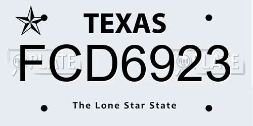 FCD6923 Texas License Plate