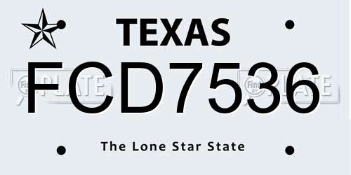 FCD7536 Texas License Plate