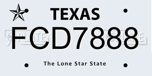 FCD7888 Texas License Plate
