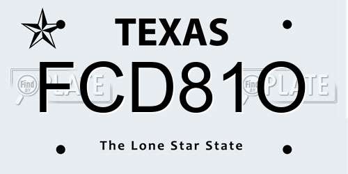 FCD81O Texas License Plate