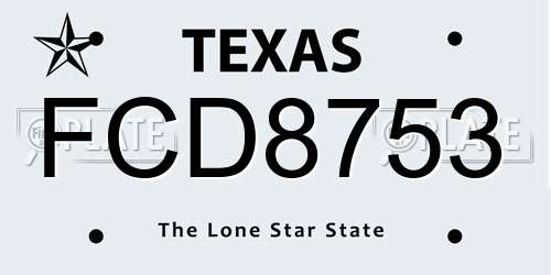 FCD8753 Texas License Plate