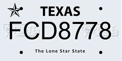 FCD8778 Texas License Plate
