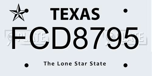 FCD8795 Texas License Plate