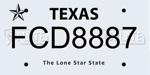 FCD8887 Texas License Plate