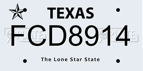 FCD8914 Texas License Plate