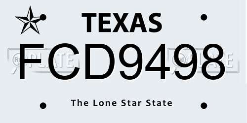 FCD9498 Texas License Plate