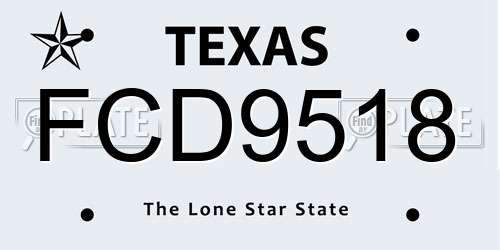 FCD9518 Texas License Plate