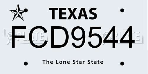 FCD9544 Texas License Plate