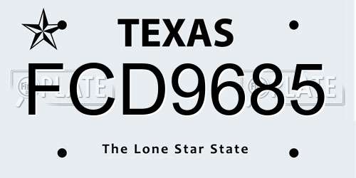 FCD9685 Texas License Plate