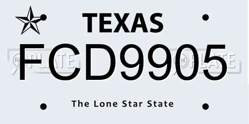 FCD9905 Texas License Plate