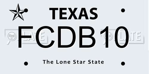 FCDB10 Texas License Plate