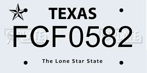 FCF0582 Texas License Plate
